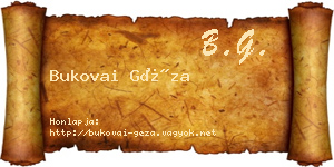 Bukovai Géza névjegykártya